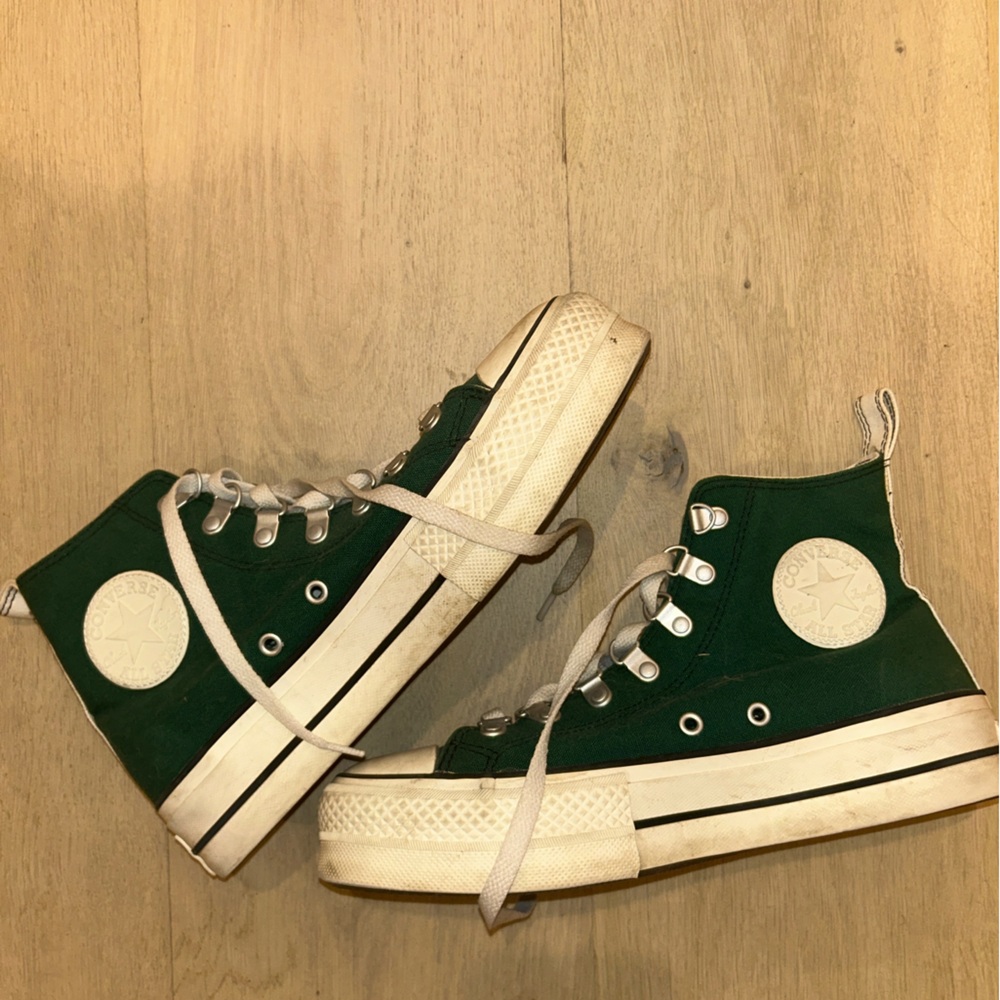 Converse High Top Platform Shoes green